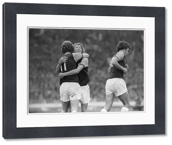 Alan Taylor gets a hug after scoring in FA cup final 1975 for West Ham against