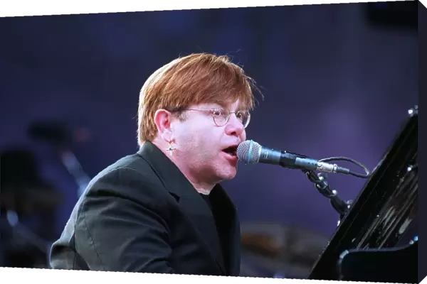 Elton John pop singer at Ibrox concert June 1998