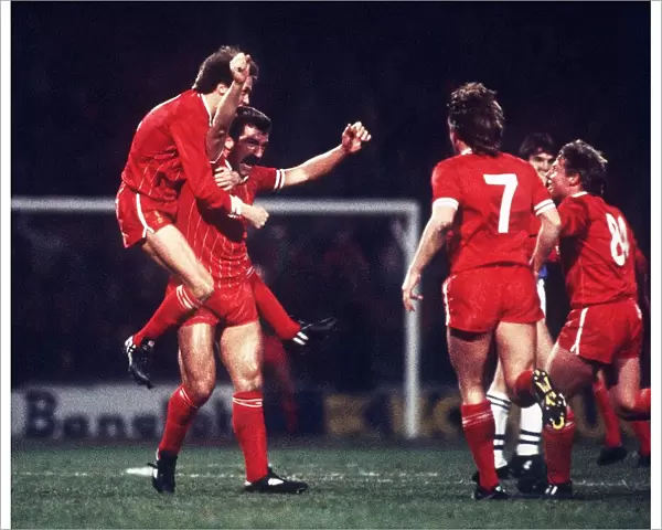 Liverpools Graeme Souness celebrates after scoring a goal against Everton in