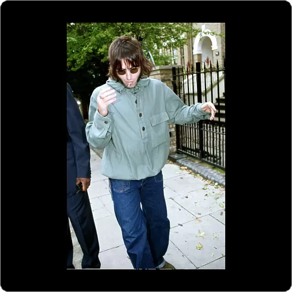 Liam Gallagher Oasis singer August 1999 leaving his London home on the day drummer