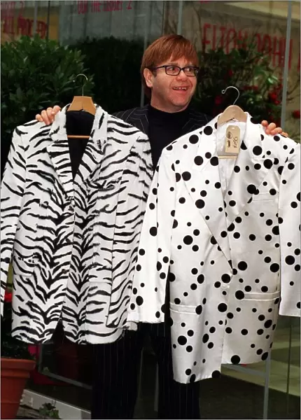 Elton John with his old clothes November 1997 he is selling clothes