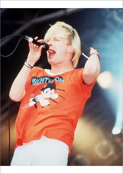 Thom Yorke singer of Radiohead on stage 1994 at Glastonbury Festival