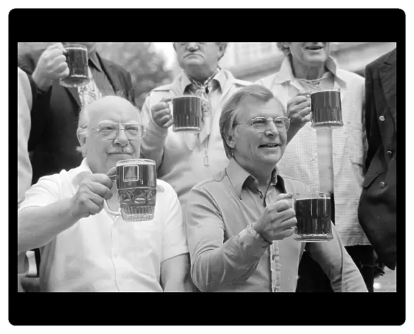 Dads Army The Play Arthur Lowe and Clive Dunn enjoy a pint before the start of