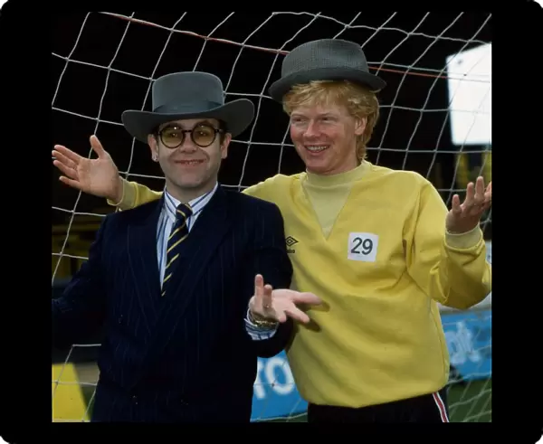 Elton John with Maurice Johnston May 1984