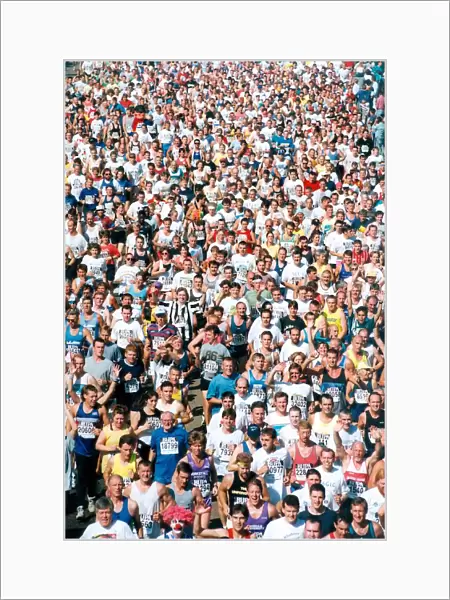 Great North Run, 15 September 1996 - A sea of faces - runners pour over the Tyne Bridge