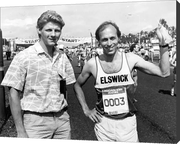 The Great North Run 30 June 1985 - Steve Cram and Mike McLeod before the race