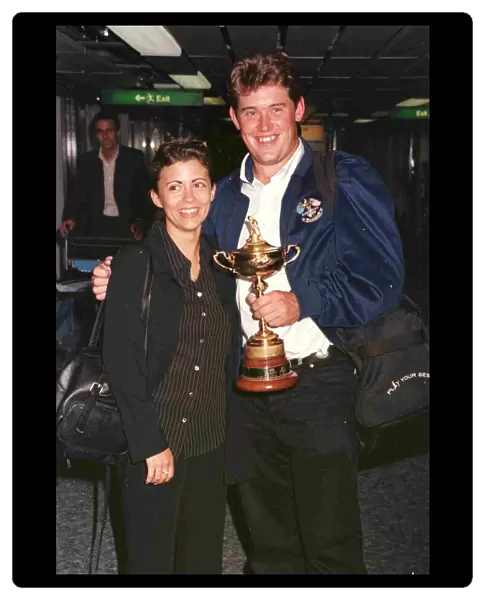 Lee Westwood Golfer September 1997 arriving at Heathrow airport after winning the Ryder