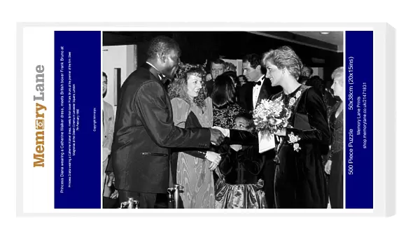 Princess Diana wearing a Catherine Walker dress, meets British boxer Frank Bruno at