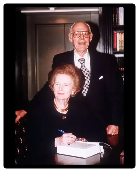 Margaret Thatcher and husband Denis Thatcher - June 1995 at the Signing of her new