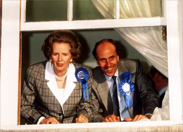 Norman Tebbit Conservative MP with Margaret Thatcher after the Election victory