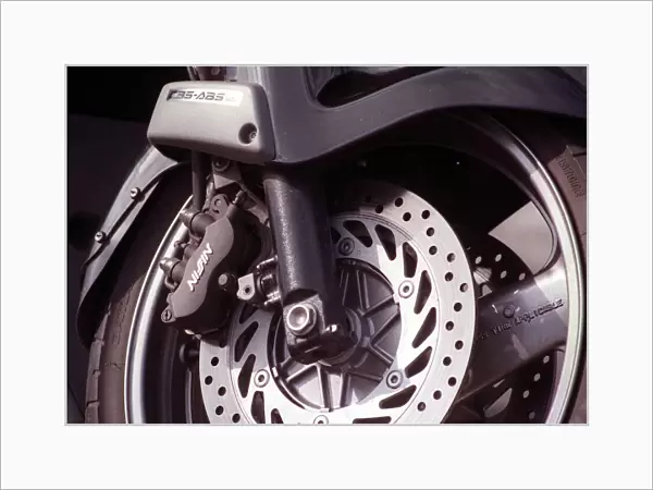 Honda Pan European motorcycle July 1998 Detail of suspension ventilated brake disc