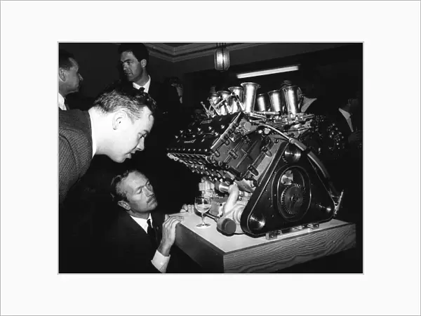 Keith Dickworth April 1967 who designed the engine and Colin Chapman look at the new