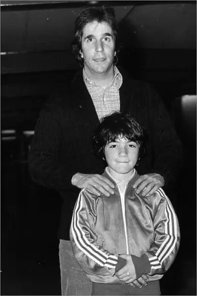 Henry Winkler film actor with son Jed Winkler, April 1981