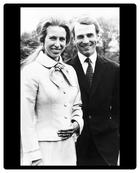 Princess Anne with Mark Phillips announce engagement November 1975