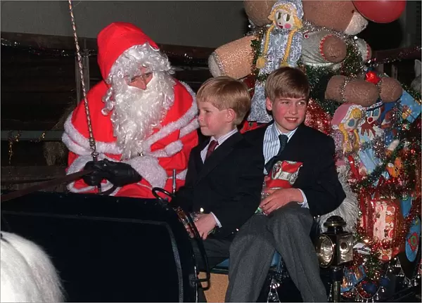 Prince William and Prince Harry meet Father Christmas in 1990