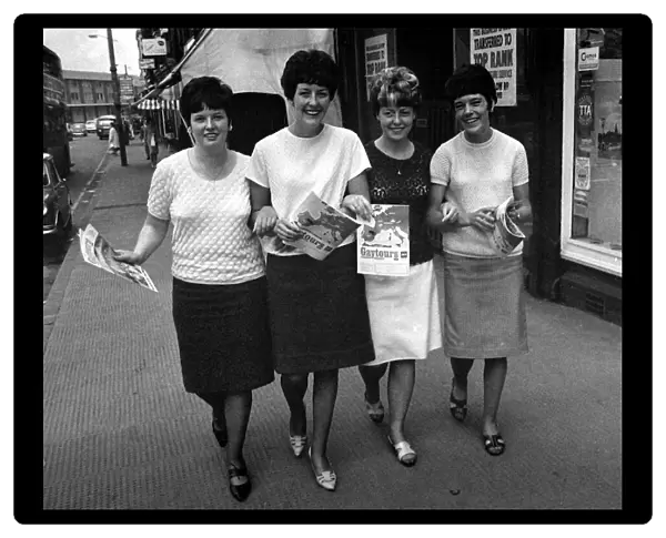 Four Blackburn girls get fixed up for a holiday. Linda Wilcock, Kay Ellison