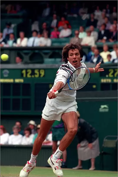 Michael Stich competing in the 1991 Wimbledon Championship