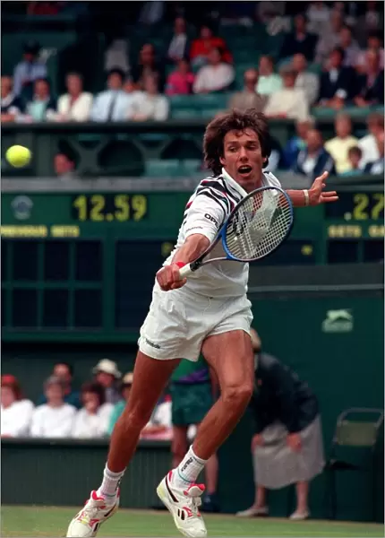 Michael Stich competing in the 1991 Wimbledon Championship