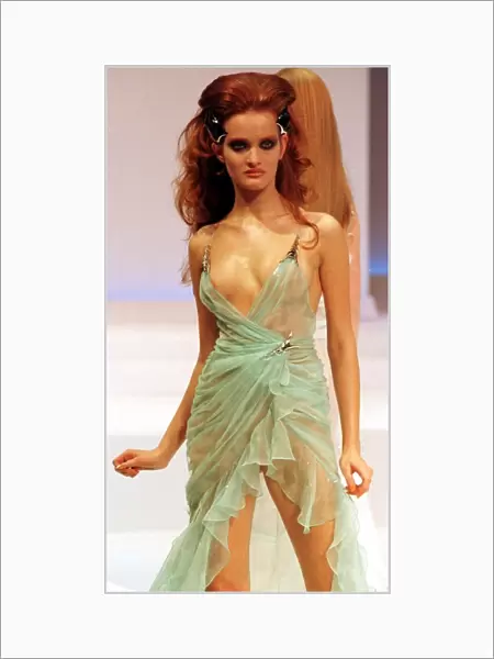 Zdenka Models for Thierry Mugler at Paris Fashion Week 1999 Wearing a green