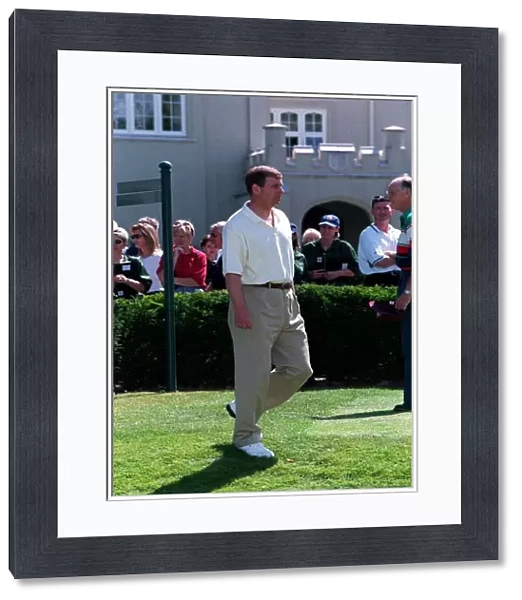 Prince Andrew July 98 Standing on golf tee waiting to tee off at golf tournament