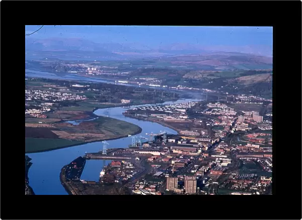 Rivers Clyde aerial view Glasgow Clydebank February 1994