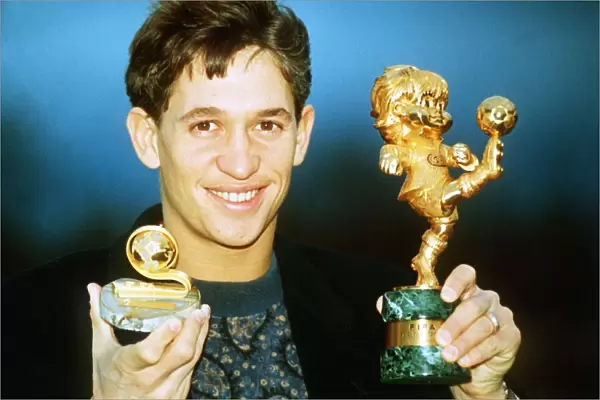 Gary Lineker with his special award and Englands fairplay Award 1991