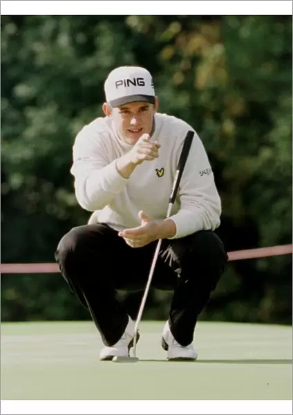 Lee Westwood golfer October 1998 concentrates on the ball at Wentworth golf course