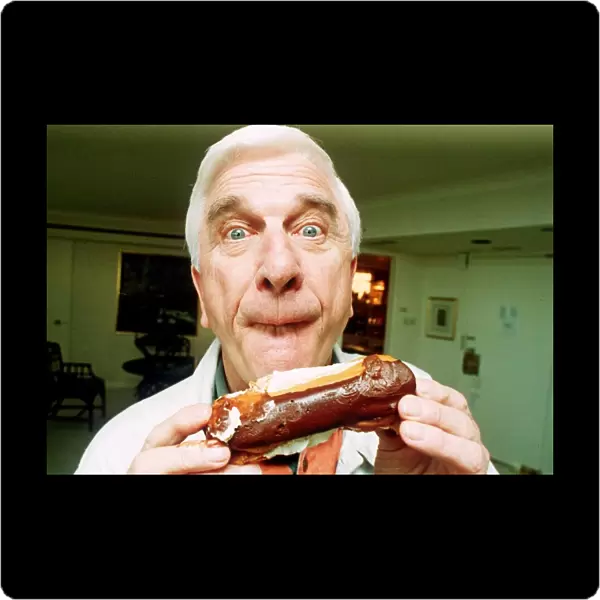Actor Leslie Nielsen in London to promote the Naked Gun Video