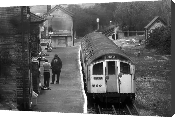 A Central Line train at the platform of Epping Station March 1980