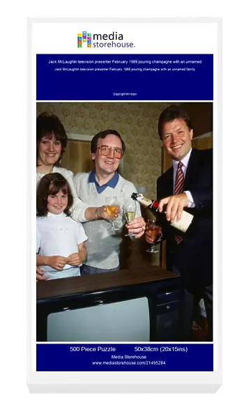 Jack McLaughlin television presenter February 1989 pouring champagne with an unnamed