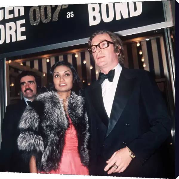 Michael Caine Actor with his wife Shakira - December 1974 At the premiere of