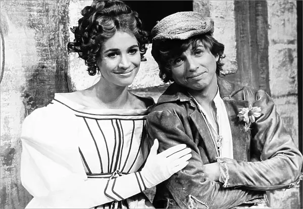 Tommy Steele who stars as Truffaldino actor with actress Julia Lockwood who stars as