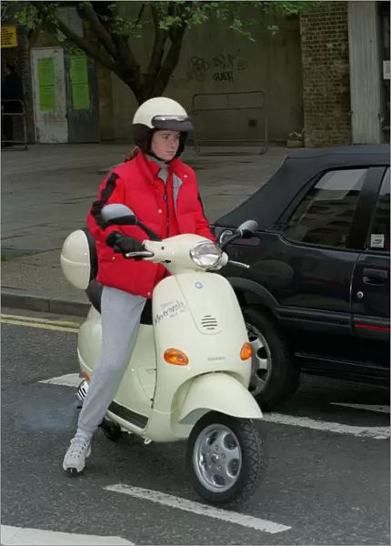 Patsy Palmer Actress May 98 Eastenders actress riding vespa motobike