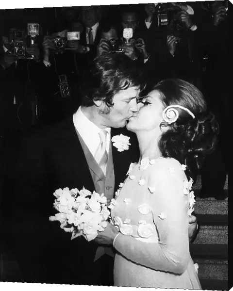 Roger Moore Actor and bride Luisa at wedding reception - Royal Garden Hotel London