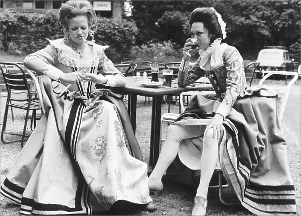 Felicity Kendal and Annabel Leverton relaxing in Regents Park during a break in