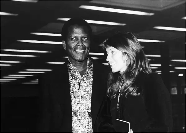 Sidney Poitier Actor With His Friend Joanna Shimkus Leaving London Airport October