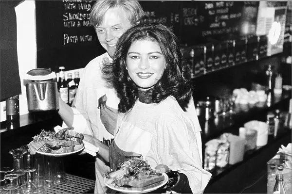 Catherine Zeta Jones Actress Plays A waitress At The Cafe Casbar In Aid Of A Charity