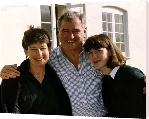 George Baker actor with wife sally who died of cancer and daughter sarah