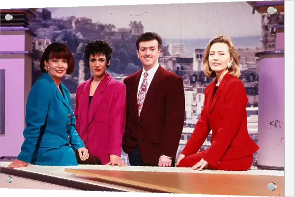 Kirsty Young with other Scottish presenters March 1994 A©mirrorpix