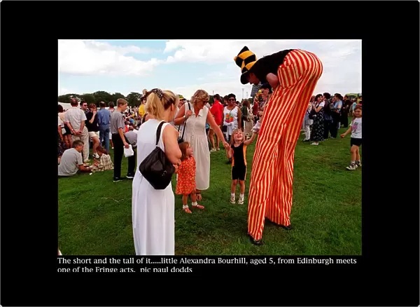 Edinburgh Fringe Festival August 1997 Alexandra Bourhill meets man on stilts Sunday