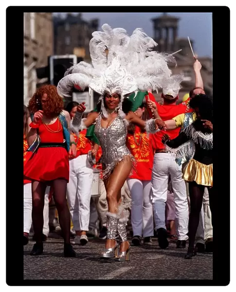 Edinburgh festival aug 1998 edinburgh festival parade a samba dancer dances in
