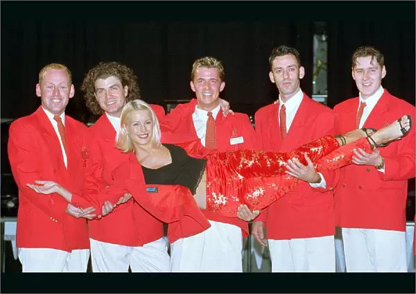 Denise Van Outen TV Presenter December 1997 helps Butlins recruitment drive for Redcoats