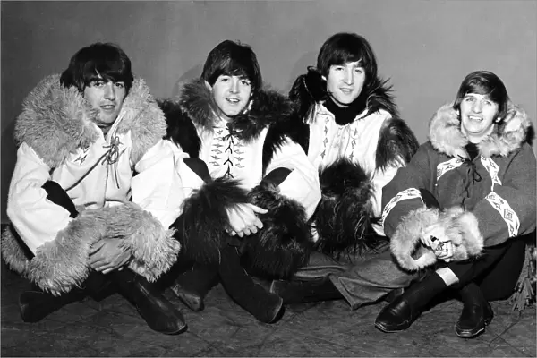 The Beatles rehearse for Another christmas show at Hammersmith Odeon dressed in eskimo
