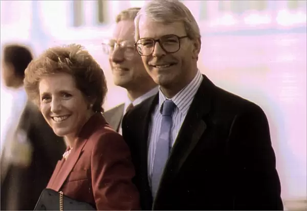 John Major Conservative Prime Minister of Britain with wife Norma Major arriving for