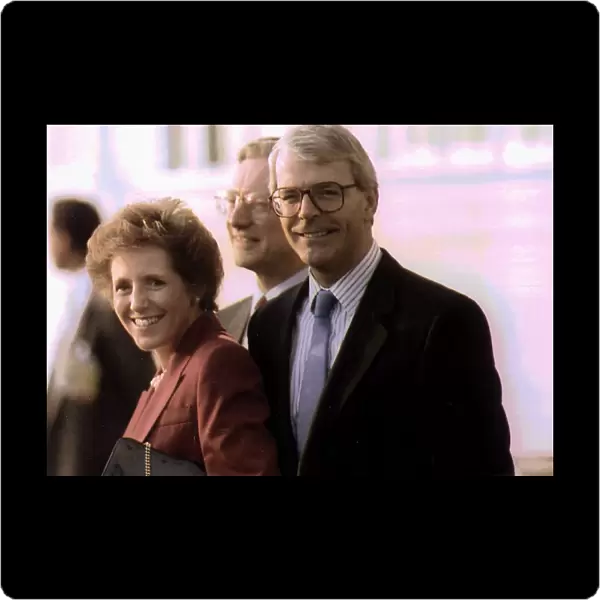 John Major Conservative Prime Minister of Britain with wife Norma Major arriving for