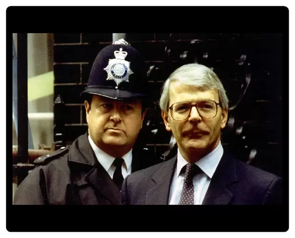 John Major with the policeman on duty outside No 10 Downing Street 1992