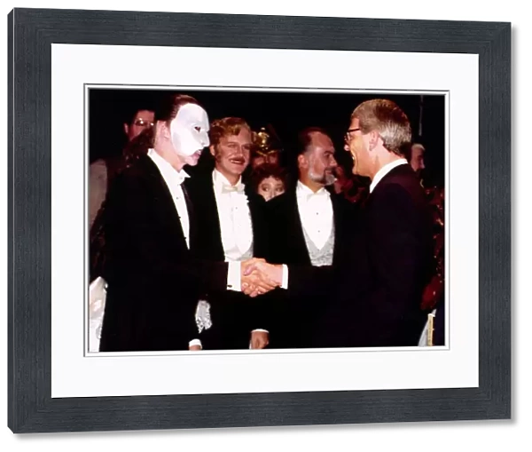 John Major with actors from the musical Phantom of the opera 1991