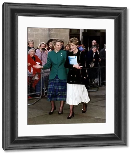 Virginia Bottomley health secretary with Princess Diana who is attending a briefing at
