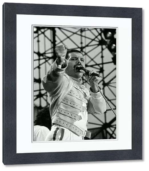 Freddie Mercury of the Rock Group The Queen in concert at St James Park in Newcastle