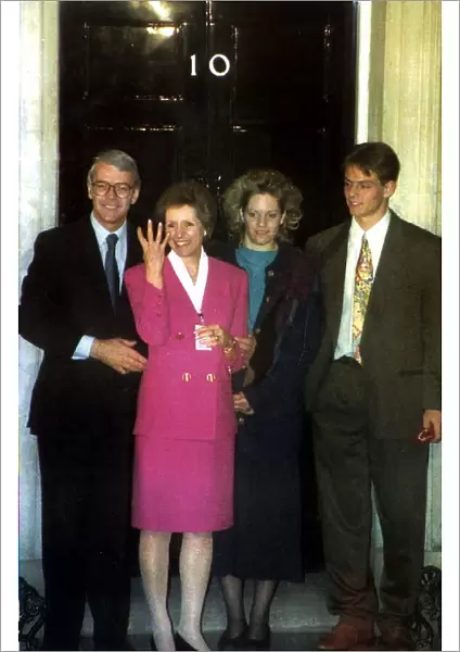 John Major MP with his family outside No10 Downing Street after the election
